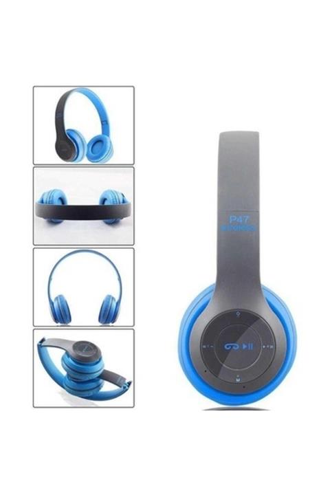 POLYGOLD P47POL Bluetooth Kulaklık Mp3 Fm Solo 2 Beats Model Kulaküstü Mavi