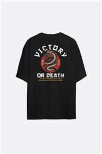 Oksit Unisex Siyah Victory Dragon Baskılı Oversize T-Shirt