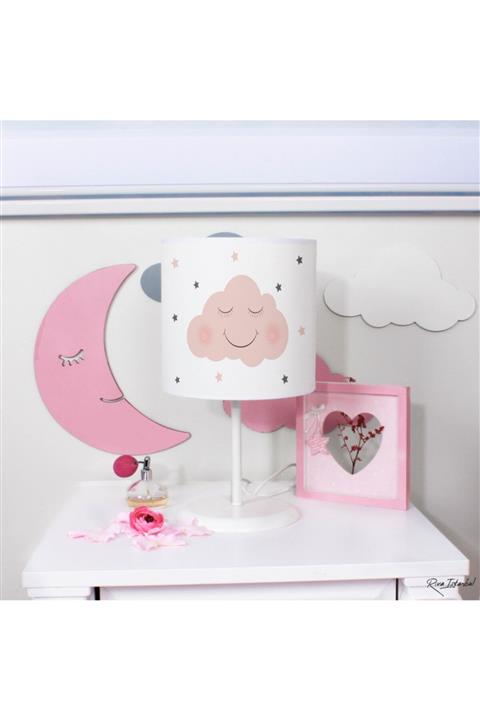 Çekirdek Home Pembe Gülen Bulut Çocuk Odası Abajur