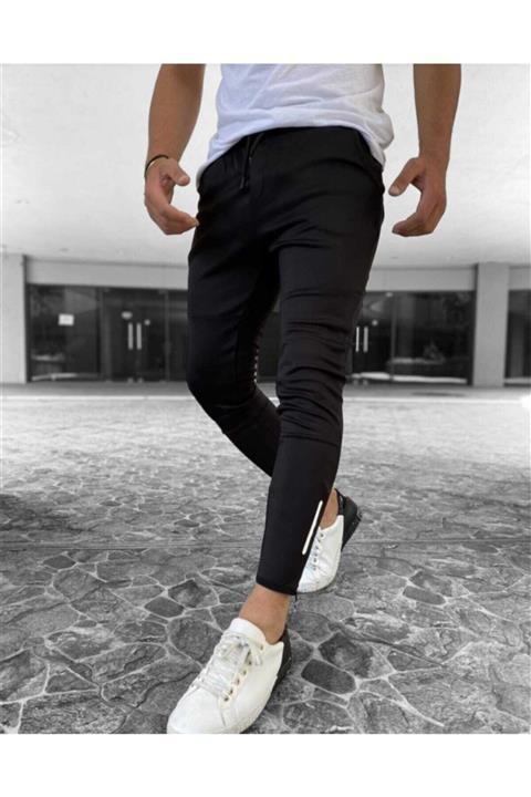 RETROROLL Erkek Siyah Scuba Eşofman Altı Dar Kesim