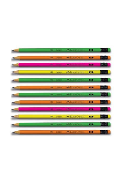 FaberCastell Yayınları Faber Candy 2b Silgili Yuvarlak Kurşun Kalem 12 Li Paket
