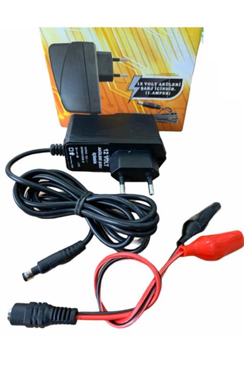 ATAEXPRESS 12 Volt Aküler Için Çocuk Akü Araba Şarj Cihazı Adaptörü Şarz Aleti Krokodil Maşalı Şarj Kesici 1a