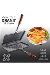 ZÜBAHOME Iç Dış Granit Döküm El Tost Makinası, Granit Ultra Lüks Ocak Üstü Tost Grill