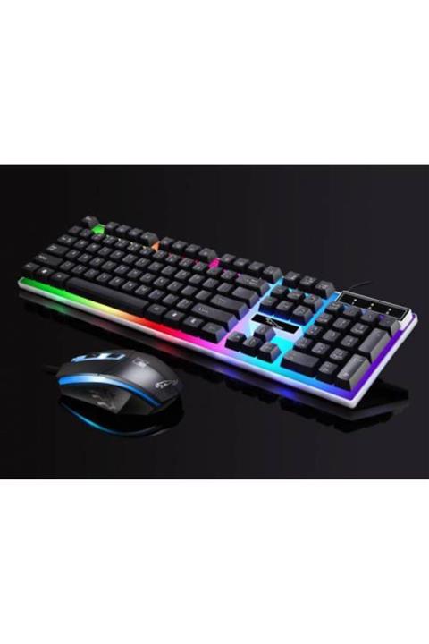 Asaf Eticaret Polham Rgb Led Işıklı Klavye Ve Mouse Seti, Gamer, Oyuncu, Usb Klavye Ve Mouse, Işıklı Oyuncu Seti