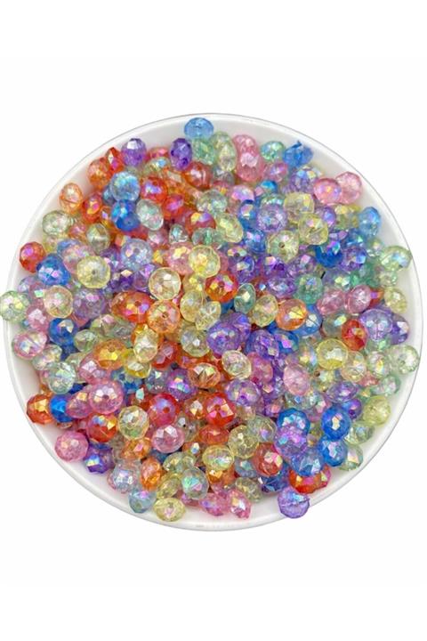 Hedef Bijuteri Karışık Renkli 8mm Basık Janjanlı Akrilik Boncuk Parlak Takı Yapım Hobi Boncuğu 50gr 290 Adet