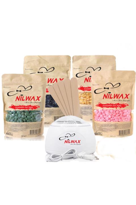 Nilwax Sir Ağda Makine + 4 Boncuk Ağda + Spatula Seti