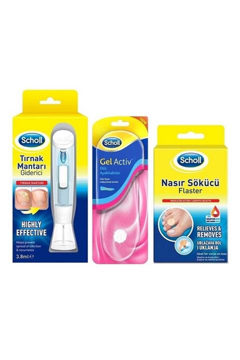 Scholl Tedavi Sölüsyonu Içeren Tırnak Mantar Giderici+flaster+düz Ayakkabı Tabanlık