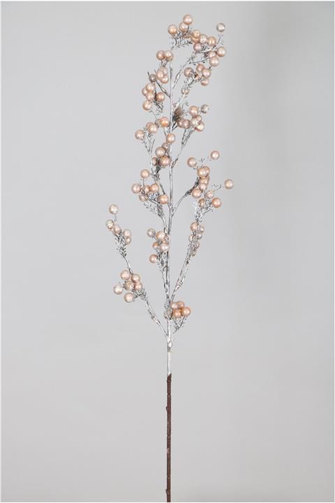 Yapay Çiçek Deposu Yapay Lüx Karlı Kokina Dalı 80 Cm Rose Gold