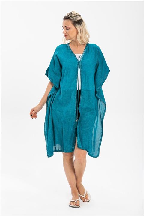 Eliş Şile Bezi Kelebek Şile Bezi Tunik Turkuaz