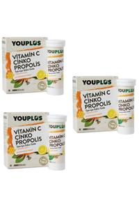 Youplus Vitamin C Çinko Propolis 20 Efervesan Tablet 3'lü Paket