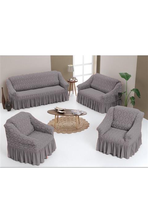 Güliz Collection Jakarlı Koltuk Örtüsü Chester (3+2+1+1)