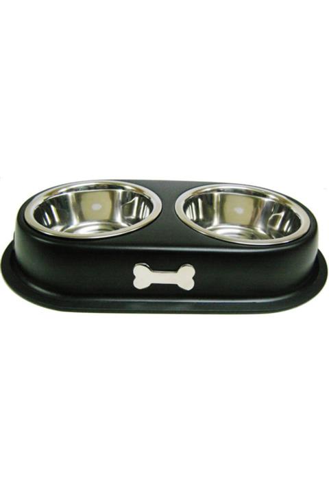 Oripet Kemik Desenli Ikili Çelik Kedi Ve Köpek Metal Mama Kabı 1qt