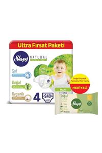 Sleepy Natural Bebek Bezi 4 Numara Maxi 240 Adet + Islak Havlu Hediyeli