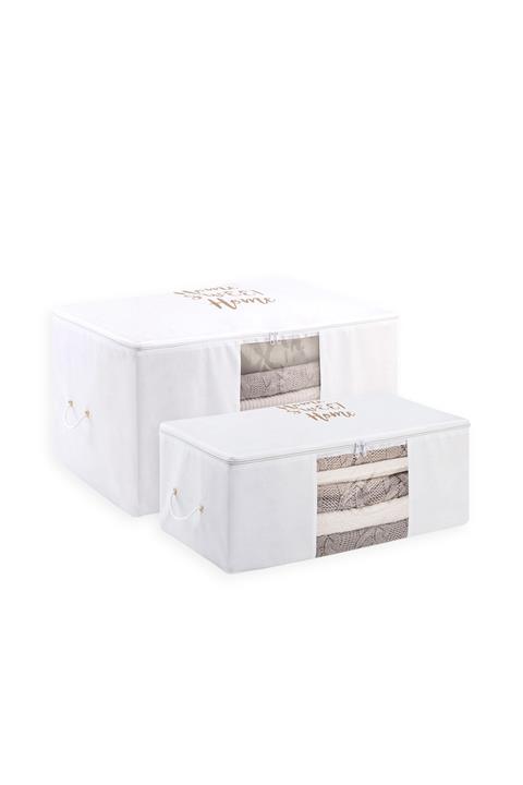 OCEAN HOME Pvc Detaylı Home Sweet Home Baskılı Hurç Set 2'li