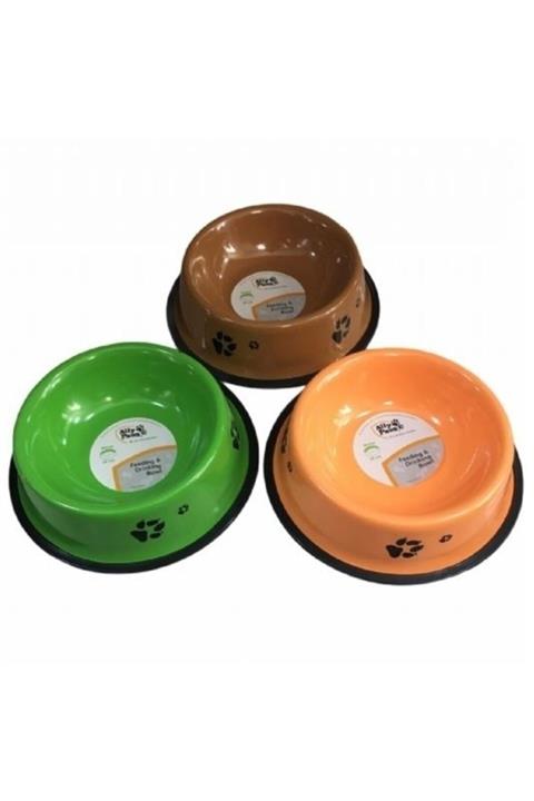 ALLYPAWS Çelik Renkli Pati Desenli Mama Kabı 18 Cm