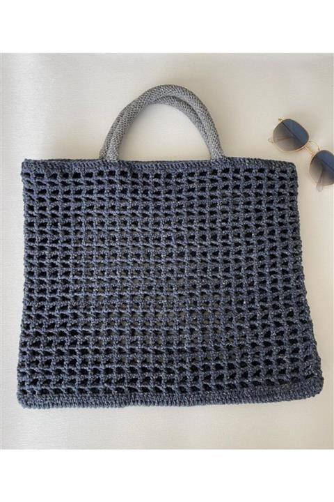 Clas Kokoş Kadın Mavi Örme Plaj Çantası