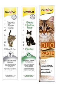 Gimcat Taurine 50gr + Gastro 50gr + Duo Paste Peynirli Anti-hairball Malt 50gr Kedi Macunları