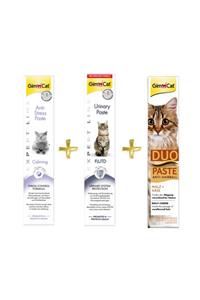 Gimcat Anti-stress Paste 50gr + Urinary Paste Kedi Macunu 50gr + Duo Paste Peynirli Malt Kedi Macunu 50gr