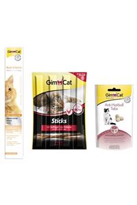 Gimcat Multi Vitamin Paste 100 gr + Sticks Tavuklu 20 gr + Anti Hairball Tabs 40 gr Kedi Ödülü