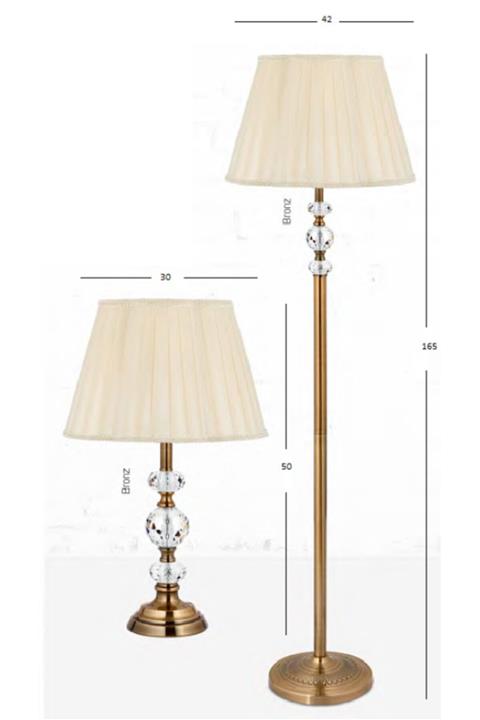 Coka Rosa Bronz Lambader Abajur Seti