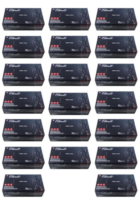 Ebruli 20 Kutu Pudrasız Siyah Çok Amaçlı Hibrit Eldiven (Standart Beden)