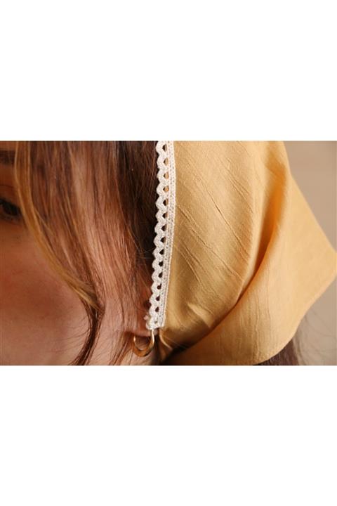 Hoyatap Hardal Soft Sarı Dantelli Bandana