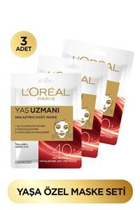 L'Oreal Paris Yaş Uzmanı 40+ Sıkılaştırıcı Kağıt Yüz Maskesi 3'lü Set 36005237515563