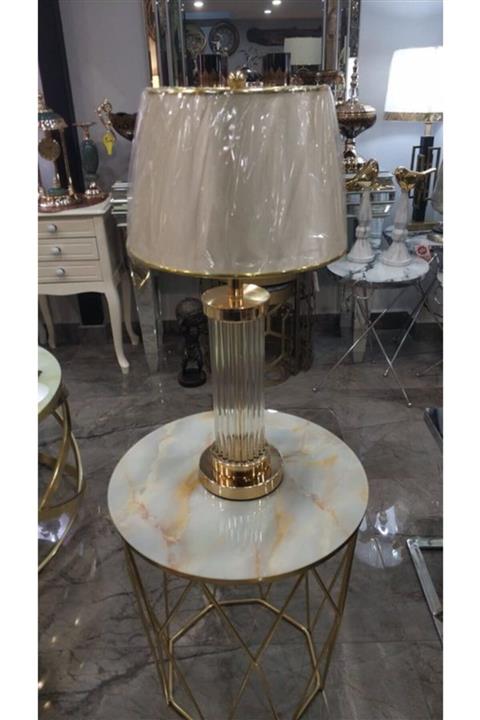 EFES HOME A Plus Lüks Kristal Taşlı Abajur -gold Renk