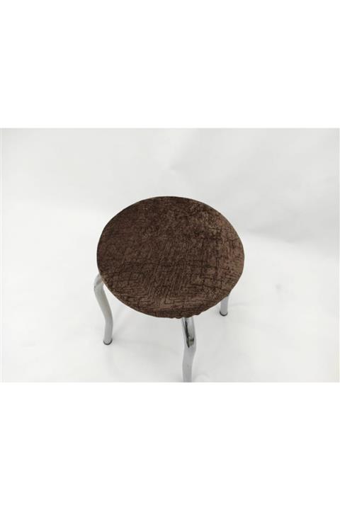 sabirehome Kuyu Kahve Renk Lastıklı Kadife Sandalye Ve Tabure Örtüsü Kılıfı 6’lı Standart 28 35cm