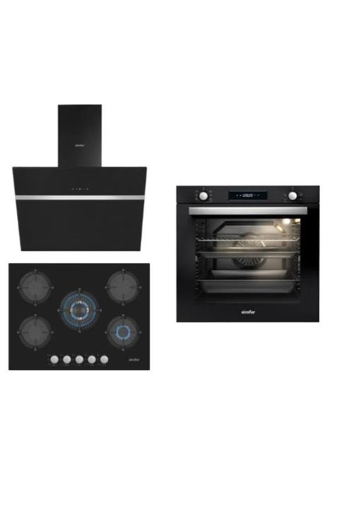 Simfer Xxl Siyah Ankastre Set (7381 Fırın 3704 Ocak 8611 Davlumbaz)