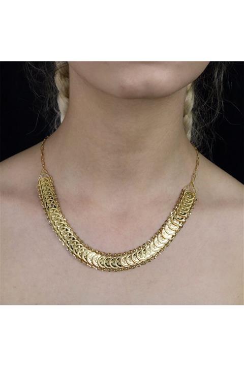 ATA MUCEVHERAT Kadın Altın Fantezi Tuğralı Modern Kolye