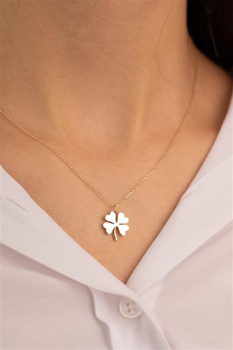 YAVUZ KUYUMCULUK Altın Yonca Kolye Taşsız