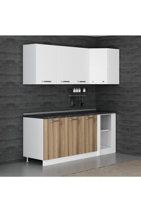 Minar 200 cm Köşe Mutfak Dolabı Beyaz Dore K200-d1