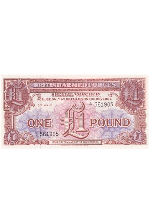 Benim Koleksiyonum Ingiltere, Birleşik Krallık Silahlı Kuvvetleri, 1 Pound (3rd Series) Çil Eski Yabancı Kağıt Para
