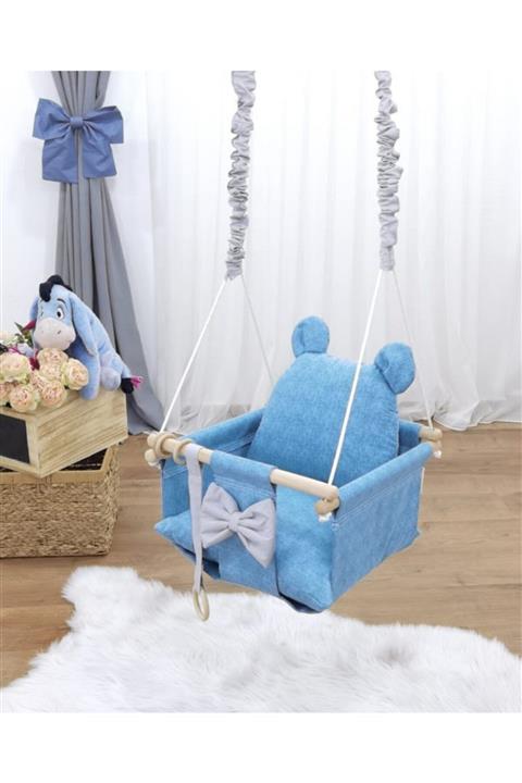 mordesign Bebek Tavana Asılan Fiyonklu Ahşap Salıncak