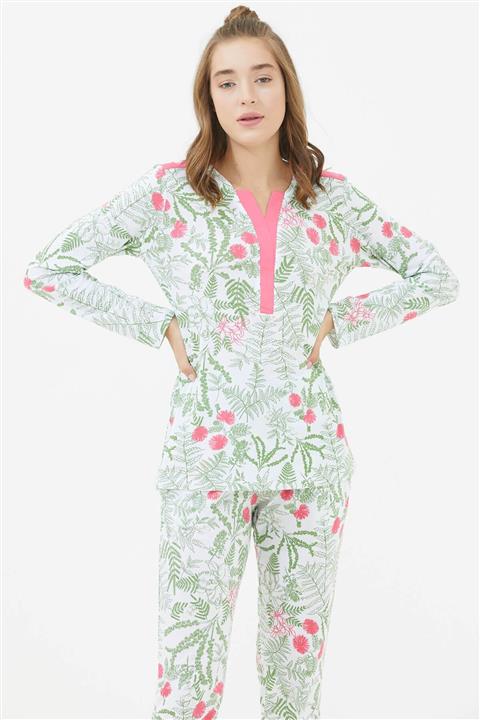 Sementa Büyük Beden Uzun Kol Patlı Pijama Takım Yeşil