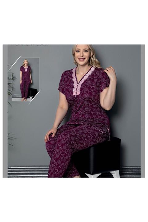 ashlimom Kadın Mürdüm Pijama Takımı