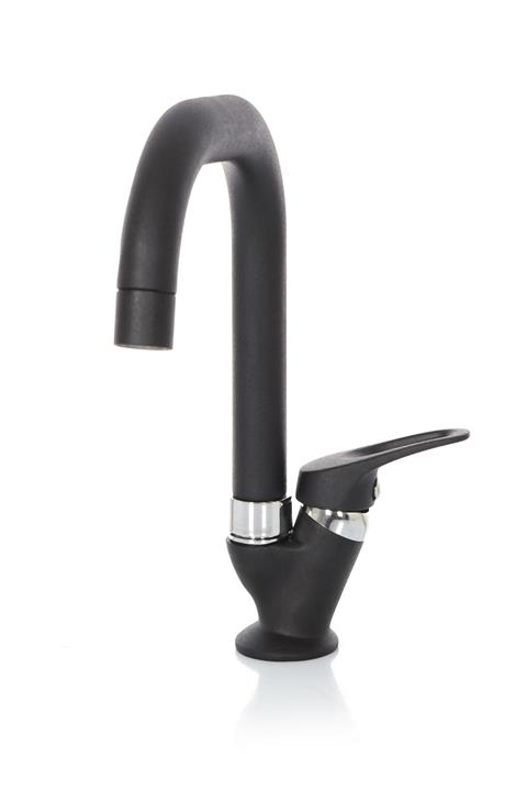 KUSTAR Tek Su Girişli Delta Borulu Mat Siyah Mix Lavabo Bataryası Aç Kapa Musluk