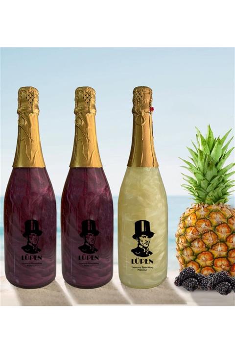 Lüpen Iki Böğürtlen Bir Ananas Gazlı İçecek 750 Ml 3 Adet