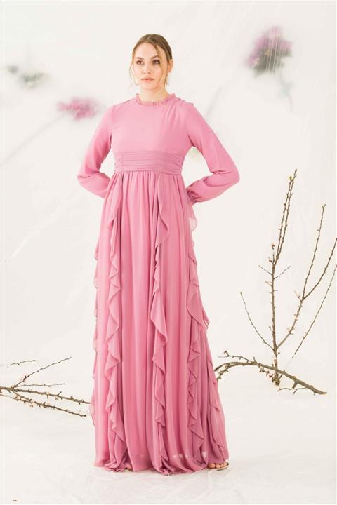 THREE'S Fırfır Detaylı Abiye Elbise