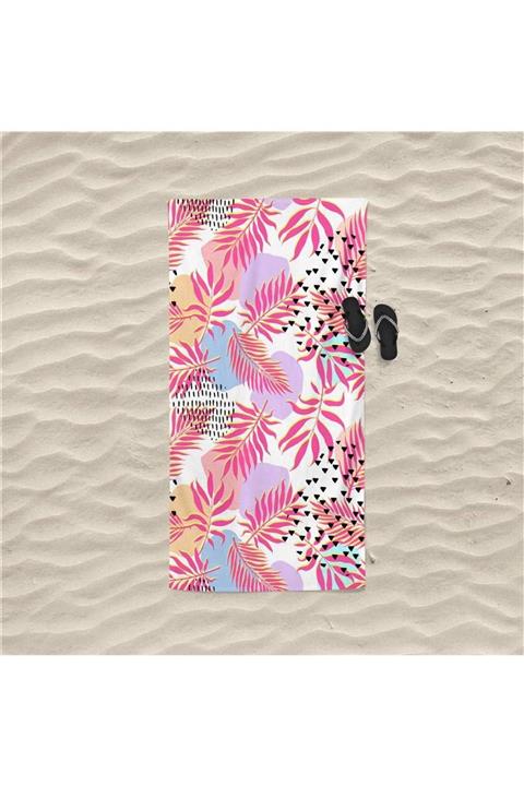 DECOSEW Yaprak Figürlü Özel Tasarım Plaj Havlusu