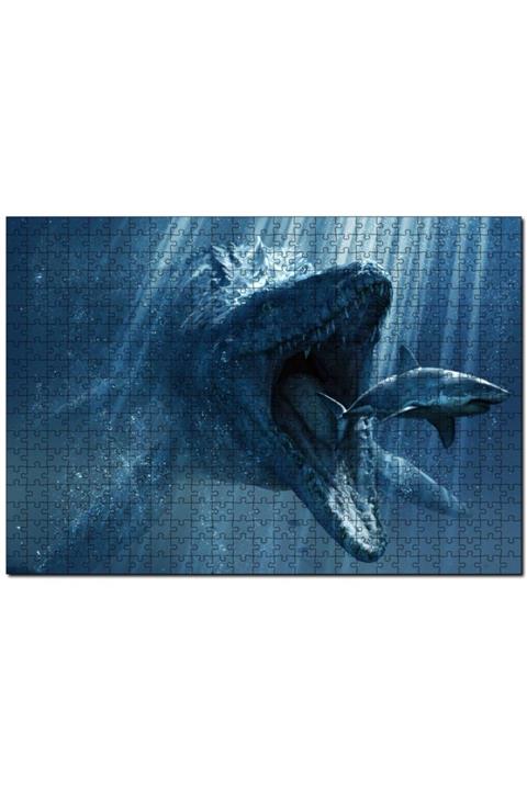 Cakapuzzle Jurassic World Megalodon Ve Büyük Beyaz Köpekbalığı 500 Parça Puzzle Yapboz Mdf