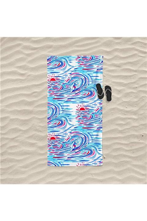 DECOSEW Renk Sarmalı Figürlü Özel Tasarım Plaj Havlusu