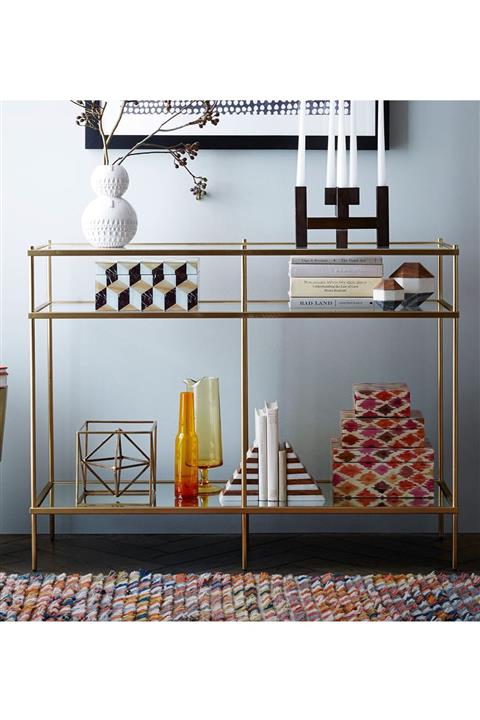 Modabilya Castle Metal Cam Raflı Konsol Dresuar