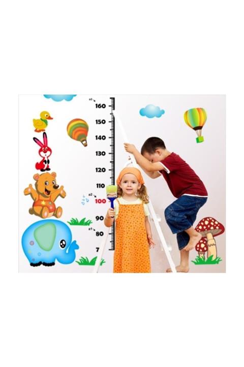 KT Decor Çocuk Ve Bebek Odasi Duvar Süsleme Boy Ölçer Ölçüm Tablosusevimli Hayvanlar Sticker Pvc