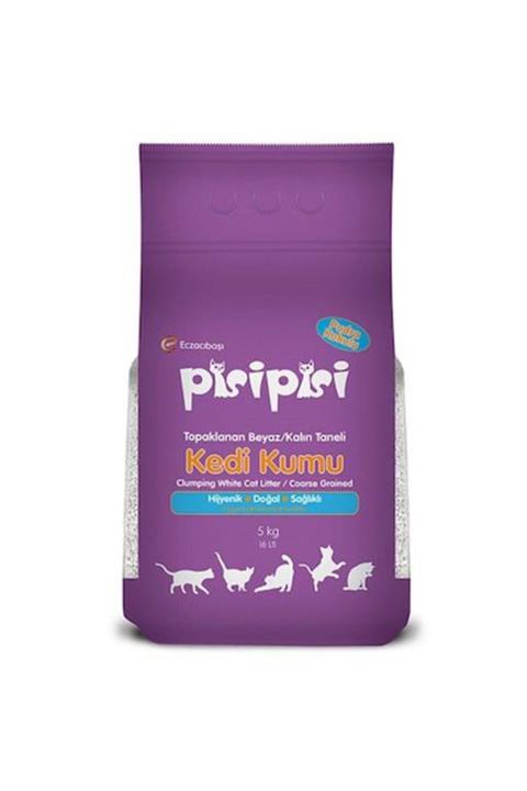 Pisipisi Pudralı Topaklanan Bentonit Kedi Kumu Kalın 5 kg