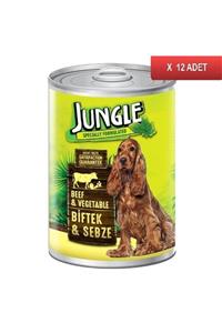 Jungle Biftekli-sebzeli Köpek Konserve 415 Gr (12 Adet)