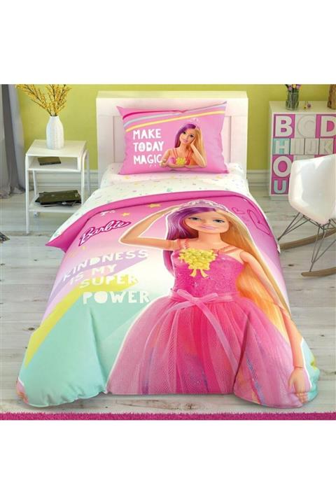 Taç Lisanslı Barbie Kindnes Tek Kişilik Nevresim Takımı