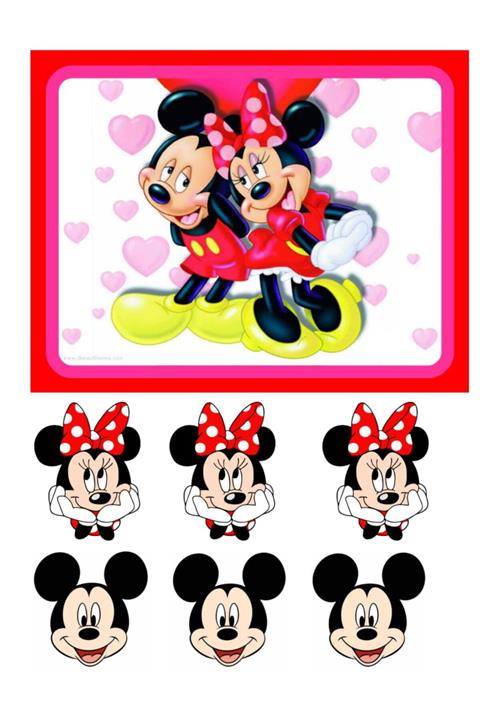 SEVVOM Boutique Mickey Mouse Minnie Mouse Resimli Yenilebilir Şeker Kağıt Pasta ve Kurabiye Baskısı