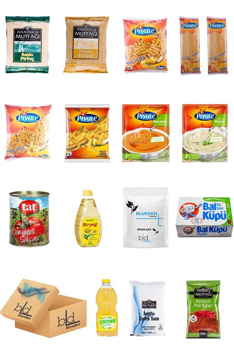 Blueden Ramazan Paketi Kumanya Gıda Paketi Erzak Yardım Hediye Paketi 16 Parça 132 Nolu Paket